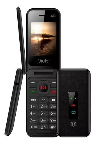 Celular Simples Flip Vita 4g Cor Preto P9227 Multi