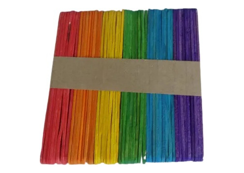 Paletas De Madera Multicolor Para Manualidades Paquete De 50