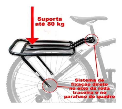 Garupa Reta Preta Para Bike Bagageiro