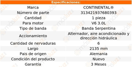 Banda 2135 Mm Acc Tribute V6 3.0l 05/06 Alt, A/a, D/h