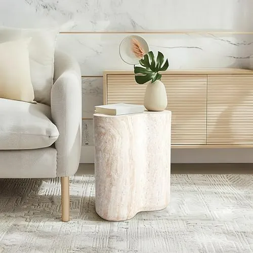 Mesa Lateral De Piedra Travertino Italiano 14 4 X13 8 X17 8