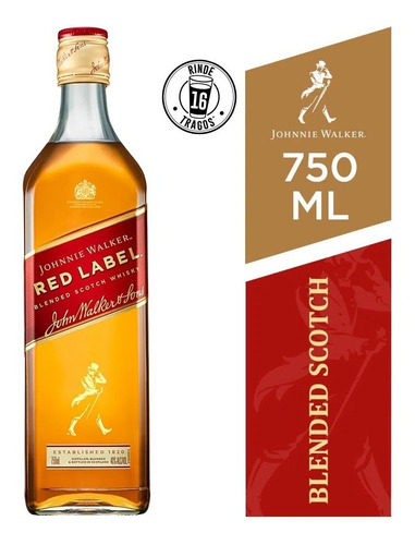 Whisky Escocés Blended Red Label Johnnie Walker 750ml