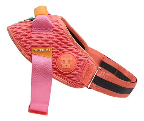 Peitoral Zee.Dog FlyHarness para Cães com Detalhes Refletores e Alça, Cor Rosa-Chiclete, Tamanho P