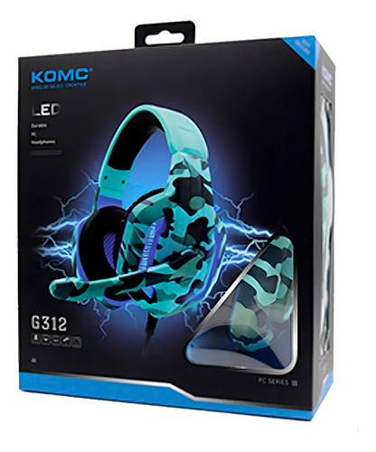 Audifonos Gamer Pc Ps4 Xbox Komc G312 Mic Camuflajeados Led Color Camuflado verde oscuro