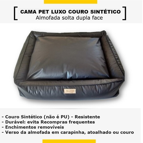 Imagem 1 de 4 de Cama Pet Impermeável Cachorro G 70x90 Couro Resistente Zíper