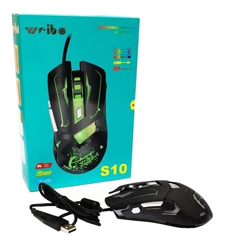 Mouse Gamer Usb Weibo S10 Gaming 6 Botones Rgb 3200dpi