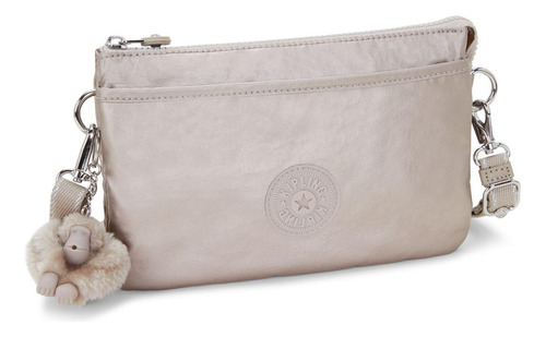 Bolsa Transversal Pequena Kipling Riri Metallic Glow Cor Dourado