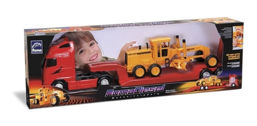 Imagem 2 de 4 de Caminhão Roma Diesel Brinquedo C/ Motoniveladora