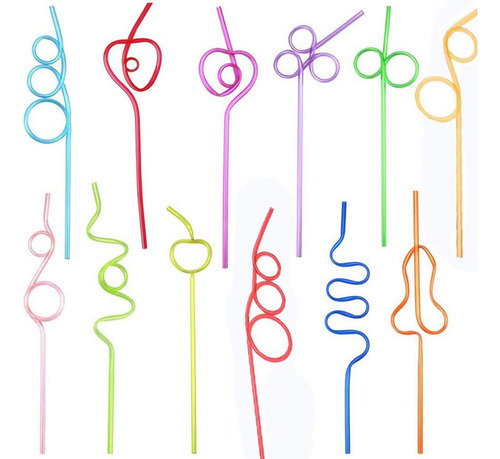 Q Crazy Straws, 30 Unidades, Divertidas Y Coloridas,