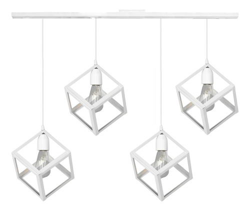 Pack 2 Aplique 4 Colgantes Cubo Blanco Para Lampara Led