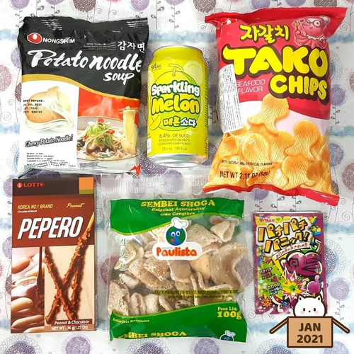 Tama Box Caixa C/ Doces Salgadinhos Lamens Bebidas Asiáticas