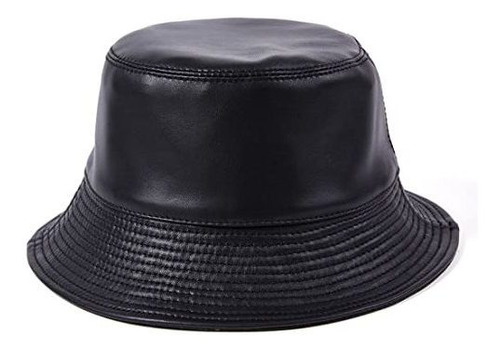 Sombrero De Cubo Negro De Cuero De Moda Retro Unisex Sombrer