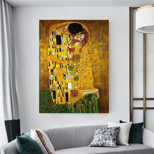 Cuadro Decorativo Moderno 120x80 Gustav Klimt El Beso
