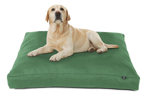 Cama Rectangular Transpirable Para Perro Grande Color Verde