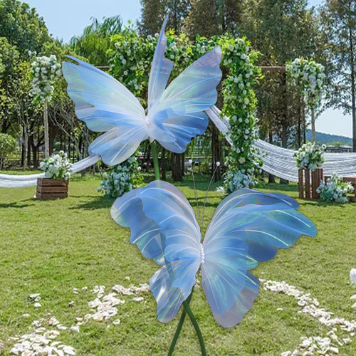 2x Mariposa Artificial Decoración Mariposa Mariposa Azul Y