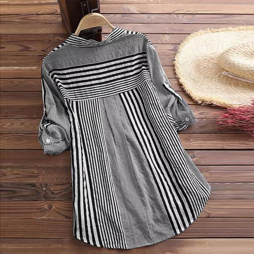 I Blusa J Para Mujer, Talla Grande, Estampado De Rayas De
