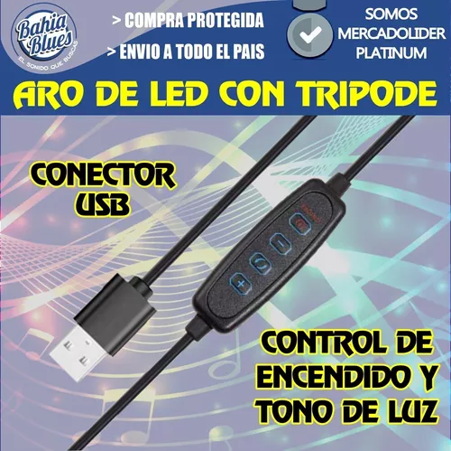 Aro de luz led 6 pulgadas 16cm con control en cable USB 3