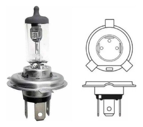 Lâmpada Halógena Philips H4 12v 60/55w Para Faróis Automotiv