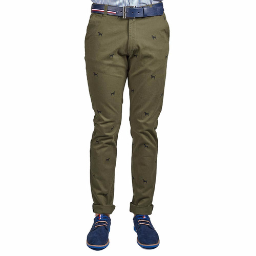 Pantalon  Le Champ Verde Militar Estampado Perros