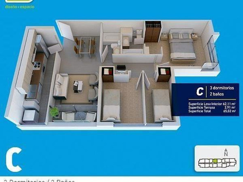 Departamento En Venta De 3 Habitaciones 2 Baños Metro Hosp..