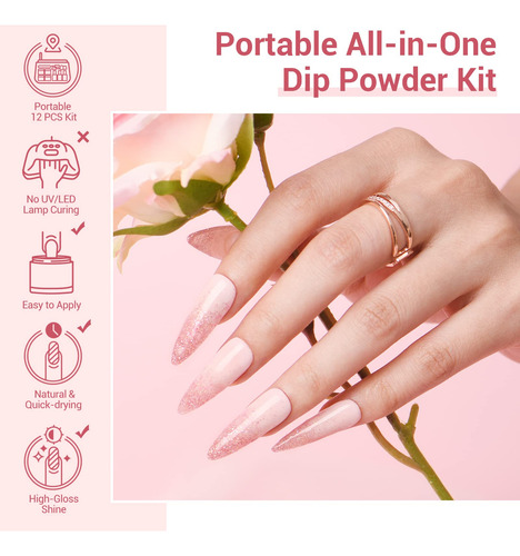 Dip Powder Nail Kit Azurebeauty Starter W/ 4 Colors 12 Pcs