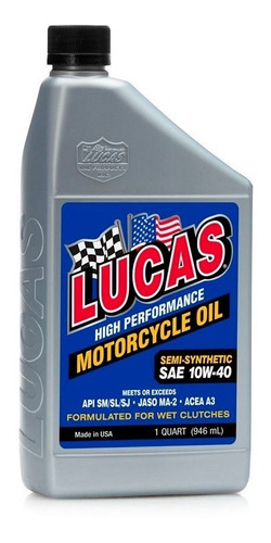 Lucas Oil Sae 10w40 Semi Sintetico Motorcicle Oil X 946 Cc