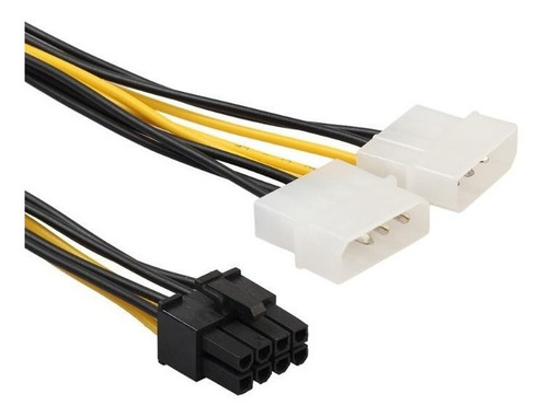 Imagem 2 de 2 de Adaptador Cabo Vga Pci-ex 8 Pinos 2 Ide Molex Fonte 032
