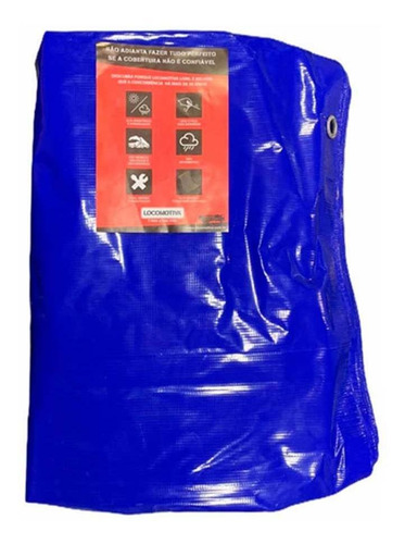 Lona Caminhão Locomotiva Emborrachada Azul Pvc 3x3 Mts