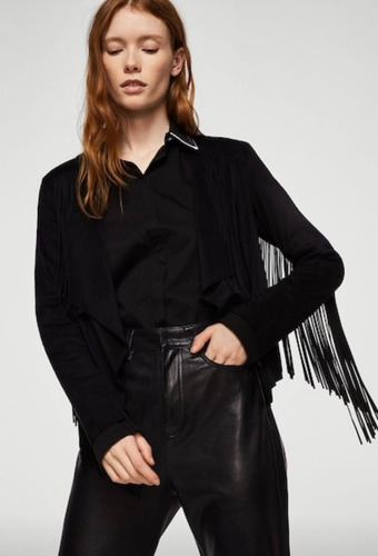 Cardigan Negro De Flecos Mujer Mango (Usado)