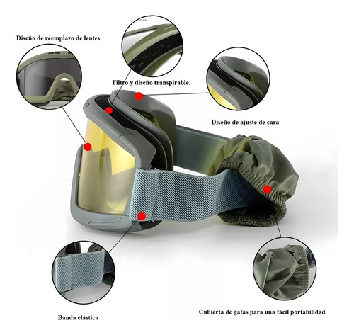 Policia Careta Gafas Goggle Militar Táctico Lentes Color Verde