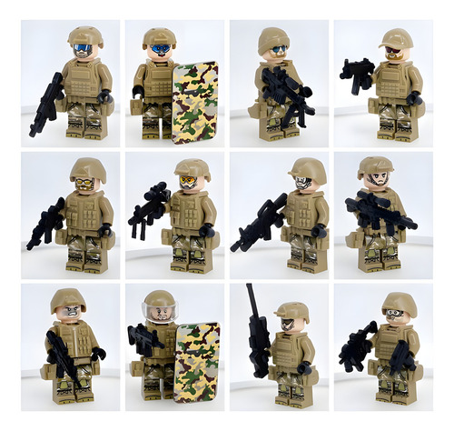 Figurita De Soldado De Combate Aéreo, Terrestre Y Marítimo Color Dorado Oscuro