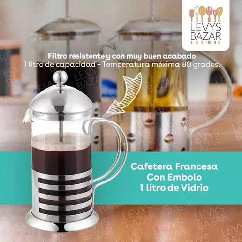Cafetera Prensa Francesa Para Café 1l, Vidrio Templado.