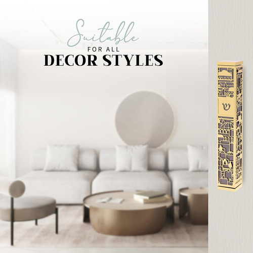 Mezuza Suri, Con Pergamino, De Metal, Gris Y Dorado, 12.7...