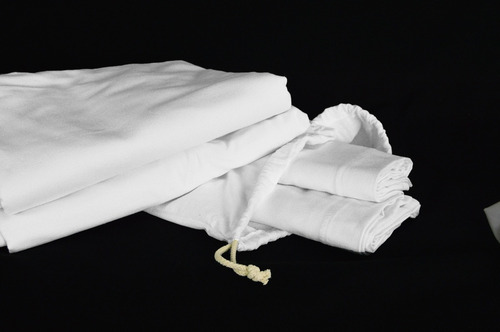 1 Jgo Sabanas 100% Algodón Matrimonial Blanco Diseño De La Tela Liso