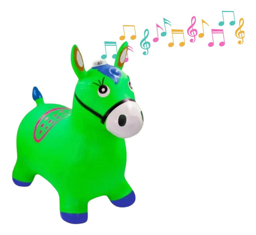 Cavalinho Upa Upa Brinquedo Infantil Pula Pula Som Pocotó Inmetro Burrinho Com Led Avant Distribuidora Cor Verde