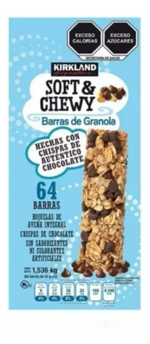 Barras Granola Soft & Chewy Hojuelas Y Chispas Kirkland 64pz