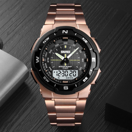 Relógio De Quartzo Skmei 1370 Pulseira De Aço Inoxidável 50m