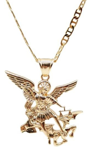Ray Jewelry Collar De San Miguel Arcángel Chapado En Oro De 