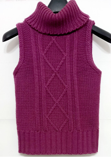 Sweater De Mujer Sin Mangas Cuello Alto Color Obispo Talle S