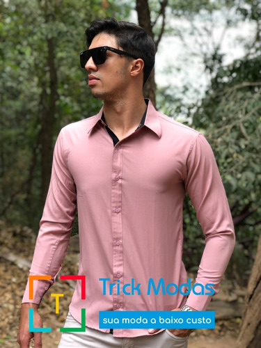 Imagem 4 de 4 de Camisas Social Masculina Slim - Promoção - Pp Ao Plus Size