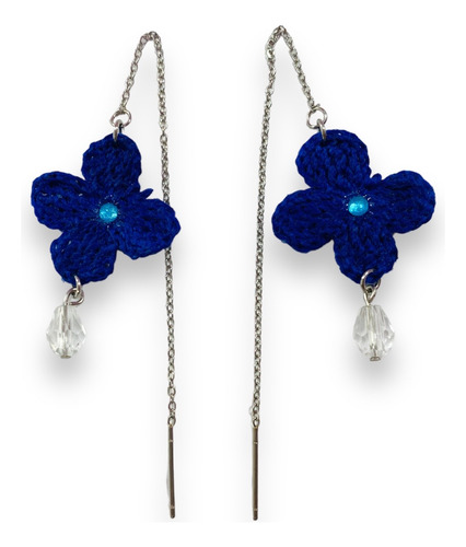 Aretes De Flor Acem-5050 Crochet, Algodón 100% E Inoxidable