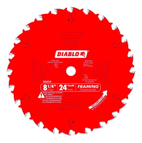 Disco Diablo Para Sierra Circular 8-1/4 24 Dientes