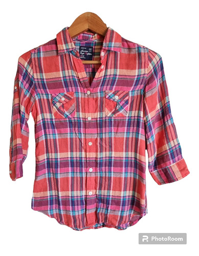 Camisa American Eagle Escocesa Mz24 - Talle Xs