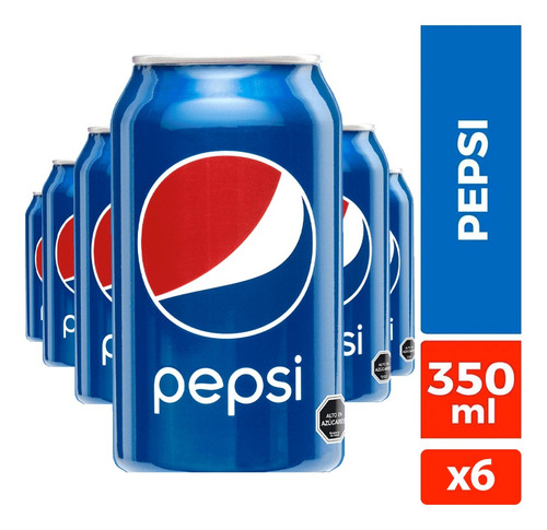 Pack 6 Bebida Pepsi Sabor Original En Lata 350cc
