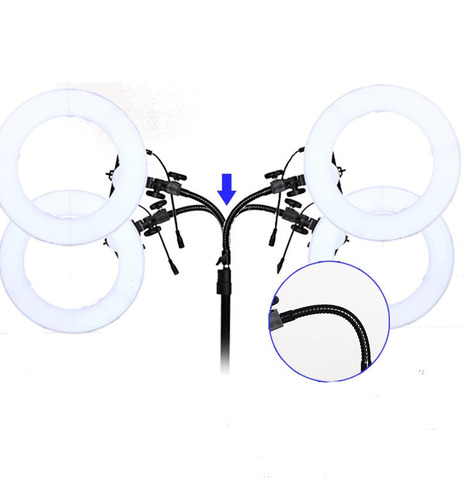 Set 2 Soportes Brazo Metálico Para Aro De Luz Tubo Flexible