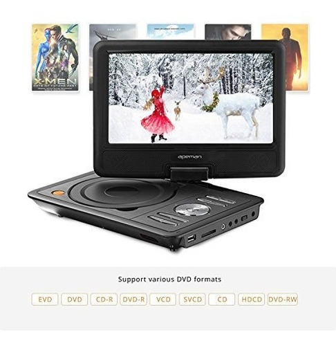 Dvd Portátil Con Pantalla Giratoria Batería Recargable