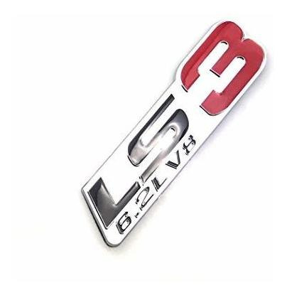 Emblema Logo Decalship 2 Pack Chrome Red Ls3 6.2l V8 Engine