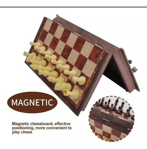 Juego De Ajedrez Magnético Plegable Y Portátil De Plastico