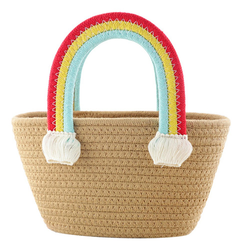 Bonito Bolso Rainbow Cloud Con Cuerda De Algodón Para Mujer