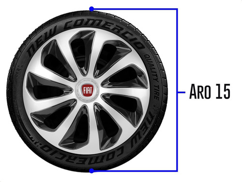 Imagem 3 de 6 de Jogo Calota Aro 15 Velox Silver Black Fiat Punto Linea Argo